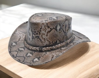 Faux Snakeskin Cowboy Hat: Handmade Western Rodeo Style
