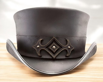Handgemachter Steampunk Leder Zylinder: Gothic Burning Man Festival Hut