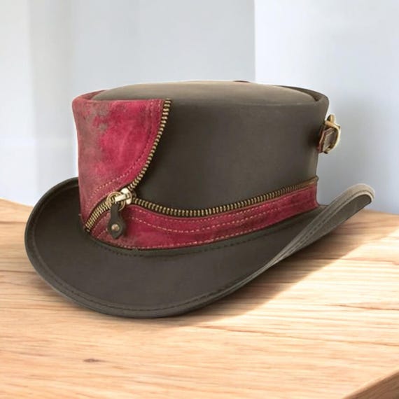 Brown Suede Hat with Red Band Vintage Men main image 4