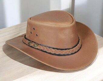 Upcycled Brown Suede Western Hat with Braided Leather Band by krestivekristen DSC_2159.jpg?crop=center&  main image 4
