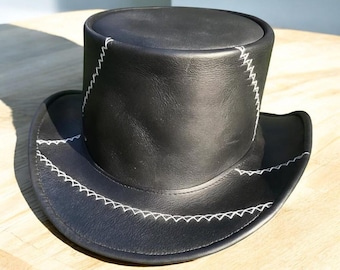 Handmade Leather Steampunk Top Hat: Gothic Cosplay Costume