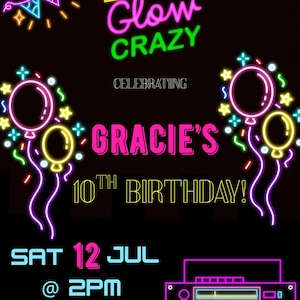 Glow party invitation
