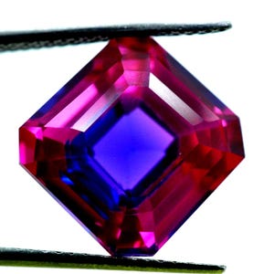 11 Ct+ AAA Pitambari Sapphire Natural Bi-Colour Asscher Cut Loose Gemstone - 12x12x9 mm