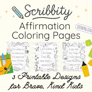 Back-to-School Affirmation Coloring Page – Printable Kawaii Kids Encouragement – Quiet Time Emotional Regulation Activity – Instant Download