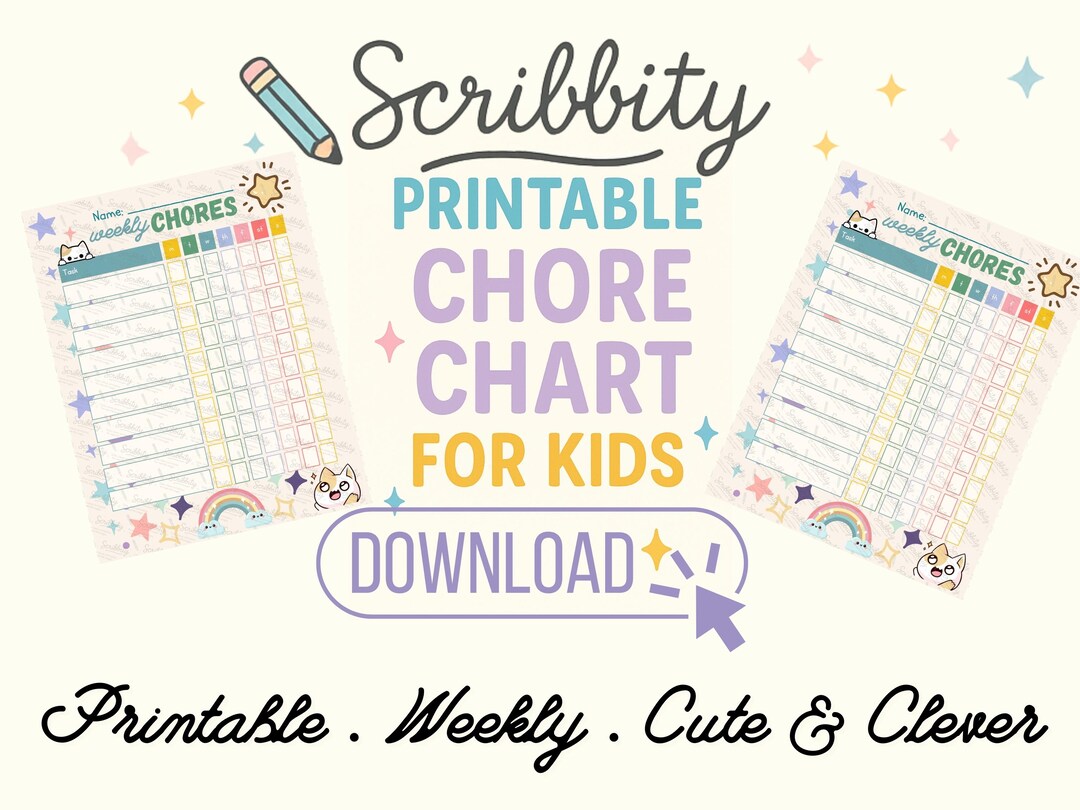 Kawaii Kids Chore Chart – Printable Weekly Responsibility Tracker ...