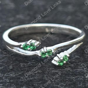 14k Gold Emerald Ring Dainty May Birthstone Stackable Solid Gold Jewelry Handmade Gift for Her Birthday Gift for Girlfriend Ring