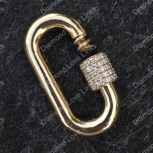 Genuine Pave Diamond Carabiner Clasp Finding Jewelry Connector Openable Carabiner Finding 18k Yellow Gold Jewelry Making Handmade Carabiner