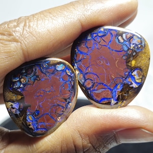 Koroit Boulder Opal Parcel: Australian Gemstone Pair, Ready to Set