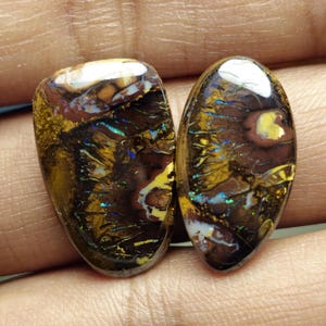 Handmade Koroit Boulder Opal Set: Australian Gemstone Jewelry Gift