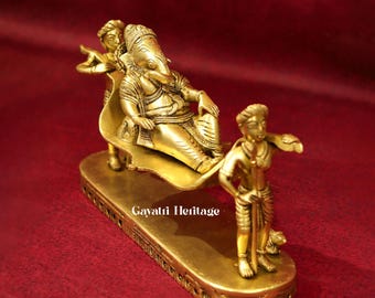 Brass Palki Ganesha Statue | Traditional Hindu God Decor, Pooja Room Idol