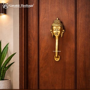 Brass Buddha Door Handle – Meditation Pull, Spiritual Indian Hardware, Serene Home Decor
