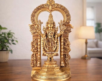 Handcrafted Brass Lord Balaji Idol | Tirupati Venkateswara Temple Decor