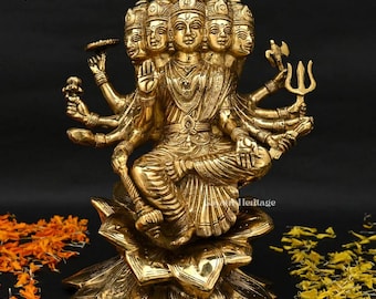 Brass Gayatri Devi Idol – Hindu Goddess Murti, Home Temple Decor