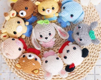 Patrón de crochet 11 en 1 para animales, mini amigurumi, juguetes de animales del zoológico, peluches fáciles de crochet, patrón PDF en inglés