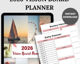 2026 Vision Board Planner Printable  Goal Setting Journal, Dream Life Manifestation Workbook, Digital Goal Planner & Vision Board PDF