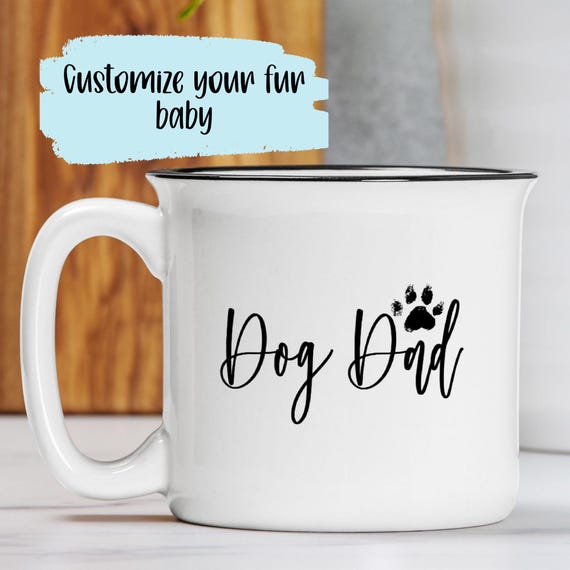 Custom Dog Dad Coffee Mug Personalized Pet Portrait Gift Lover Ceramic Cup Camper Style Coffee or Tea Lover Gift Design Line Drawing Pet