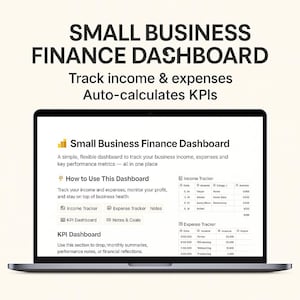 Notion Finance Template for Small Business Track Income Expenses and Key Performance Indicators
