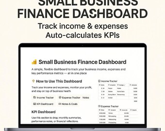 Notion Finance Template for Small Business Track Income Expenses and Key Performance Indicators