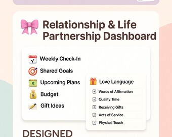 Relationship & Life Partnership Dashboard | Notion Template for Couples | Digital Relationship Planner