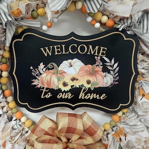 Welcome to our Home Fall Rag Wreath, Fabric Wreath, Fall Fabric Wreath, Pumpkin Decor, Fall Front Door Wreath, Fall Home decor , Rag Wreath