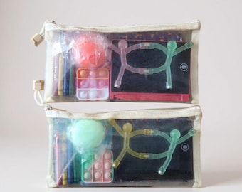 Kids Travel Busy Bags 2 set : Screen-Free Road Trip Activity Kit | Restaurant toys