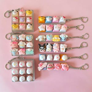 Kawaii Keycap Clicker Keychain | Fidget Toy | Party Favor | Kids Gift | Big, Mini Characters