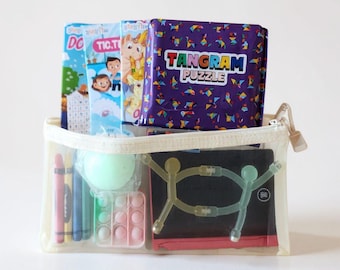 Kids Travel Busy Bag:  Screen-Free Road Trip Activity Kit | Preschool & School age