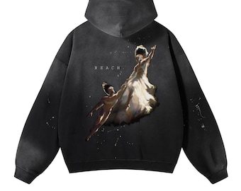 REACH: Felpa con cappuccio in pile sfilacciato effetto vintage wash - 360 GSM