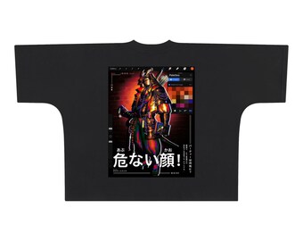 危ない顔: T-shirt squadrata monopezzo oversize