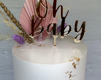 Adorno para tarta "Oh Baby" / Adorno acrílico para tarta de baby shower / Adorno personalizado para tarta de bebé