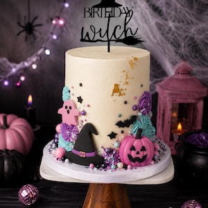 Halloween Cake Topper, Witch Cake Topper, Birthday Witch Cake Topper, Spooky Birthday Cake Decor, Acrylic Cake Topper