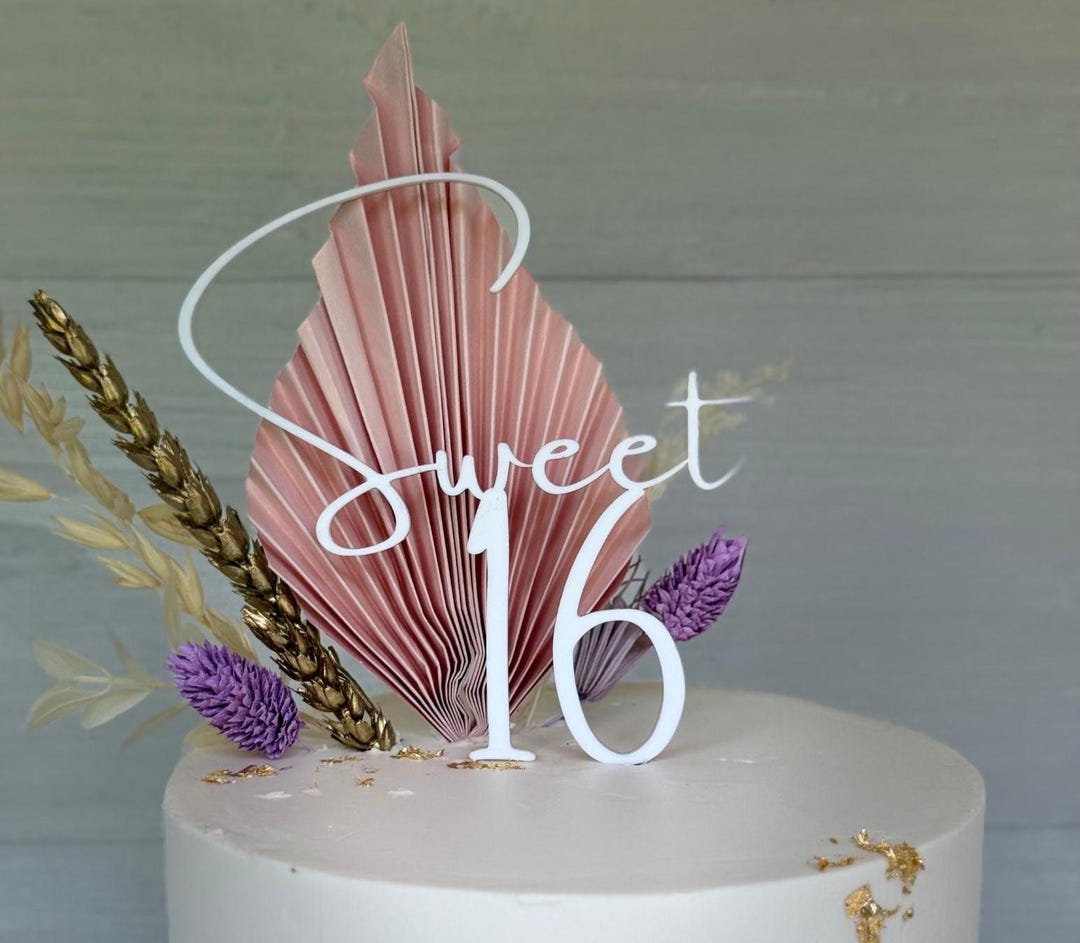 Sweet 16 Cake Topper or Charm, Acrylic 16th Birthday Cake Decoration - Etsy