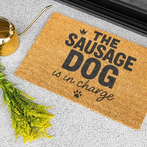 Sausage Dog Doormat | Funny Pet Welcome Mat, Dog Lover Gift, Unique Home Decor, Paw Print Entrance Rug, Dog Themed Gift