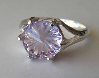 Light  Lavender Natural Carved  Amethyst In Sterling Silver Ring,  4.19ct. Size 8