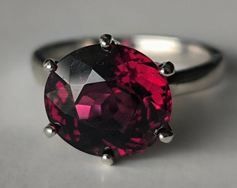 Rare Stunning Large Top-Grade Natural Rhodolite Raspberry Garnet In Sterling Silver, 7.67ct. Size 7