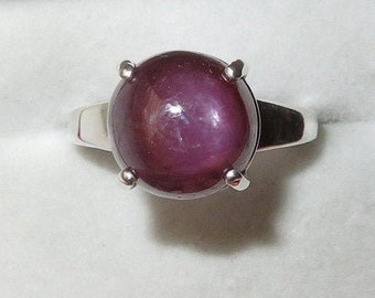 Natural Star Ruby In Sterling Silver "Bullet" Ring, 10.86ct . Size 7