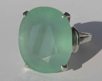 Huge Top-Grade Natural Seafoam Aquamarine In Sterling Silver Cocktail Ring, 22.27ct. Size 6.75