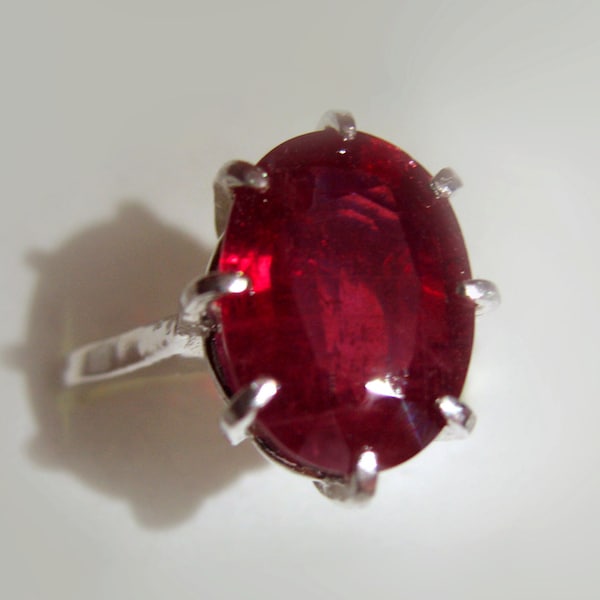 Natural Ruby In Sterling Silver Cocktail Ring, 5.7ct. Size 7.75 Or Custom Reszing.