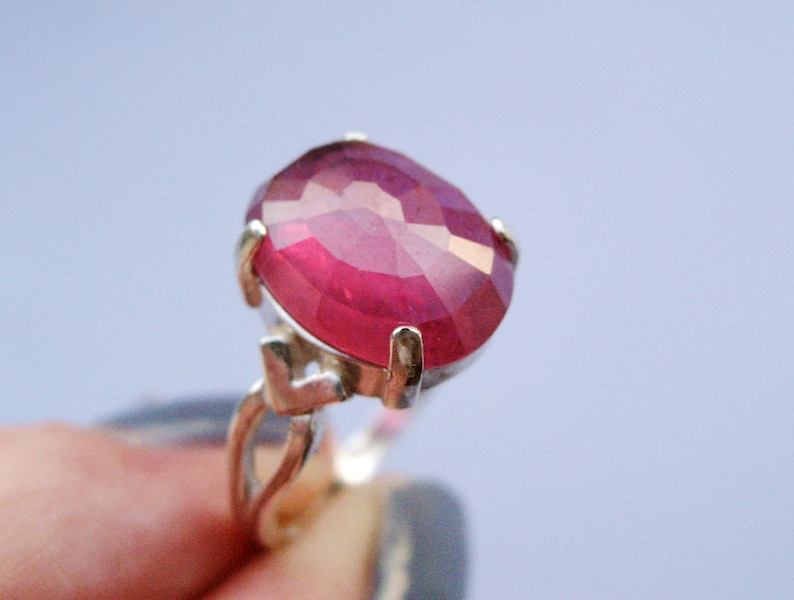 Size 7.75 Large Raving Ruby In Sterling Silver Ring 8.85ct