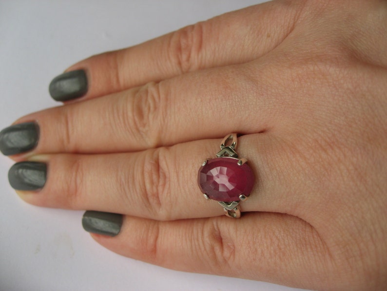 Size 7.75 Large Raving Ruby In Sterling Silver Ring 8.85ct