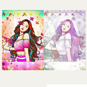 K-pop Idol Coloring Book | Printable fan art PDF | 50% off digital coloring gift