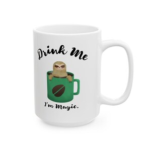 Coffee Lover&#39;s Ceramic Mug, Funny Gift for Friends, Cute Tea Cup, Drink Me Design, Kitchen Decor, Holiday Present