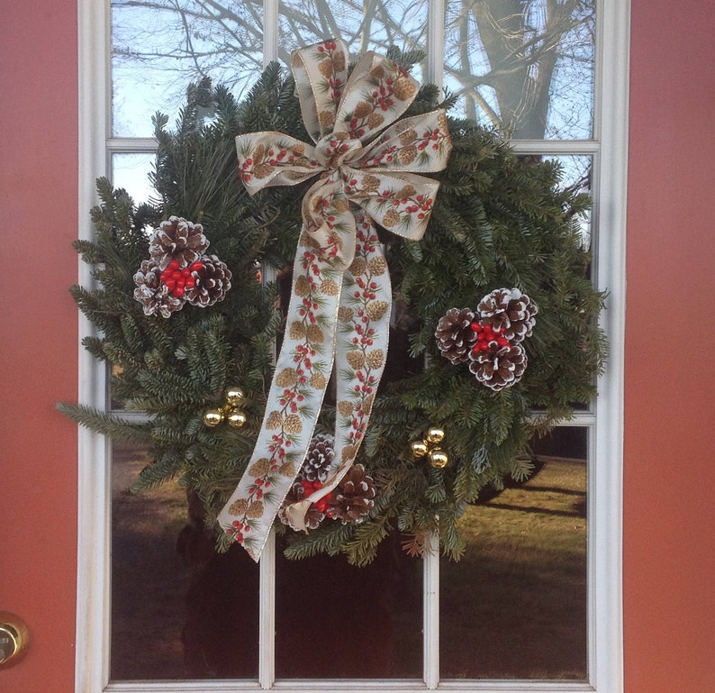 24'' Fresh Real Live Christmas Wreath Handcrafted and Etsy