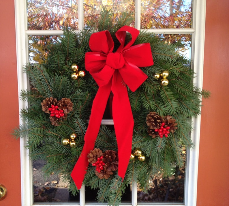 24'' Fresh Real Live Christmas Wreath Handcrafted and Etsy