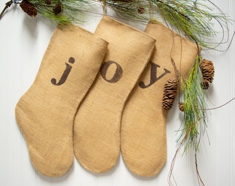 JOY Christmas Stockings - Set of 3 stockings