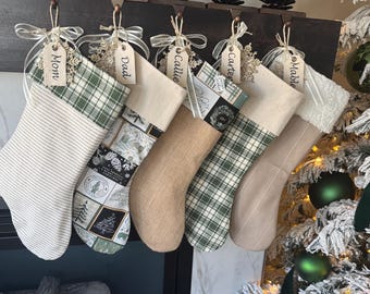 Choose 1 Christmas stocking Rustic Green Christmas  stocking You choose your style