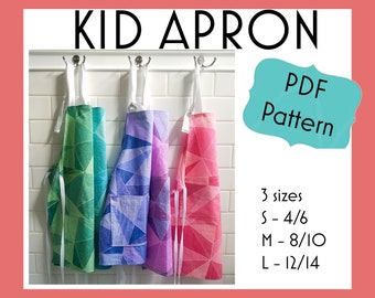 Kid apron PDF download Pattern sew yourself size Small Medium Large Sewing pattern