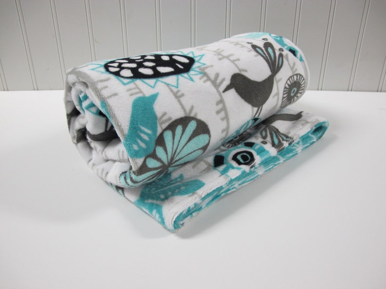 and turquoise baby blanket Black White