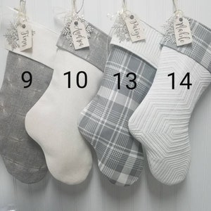 Christmas stockings in grey and white with embroidered name tags Choose 1 stocking Add different stockings to make your own set. image 9