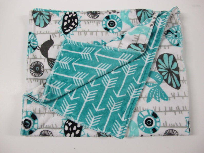 and turquoise baby blanket Black White